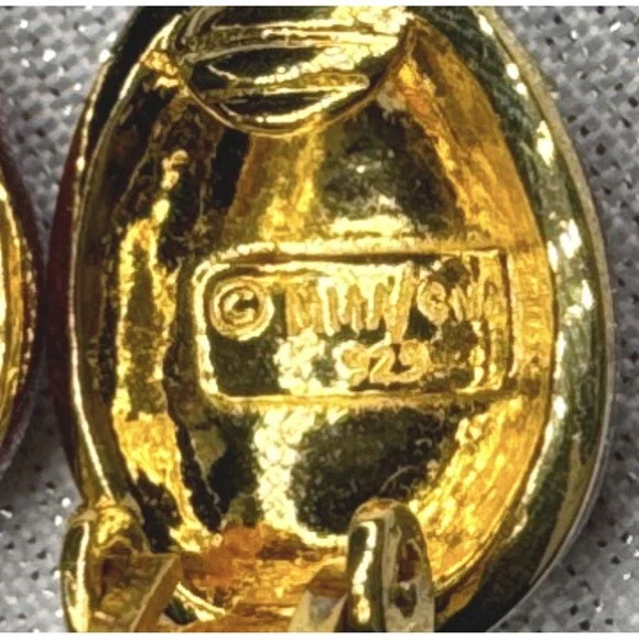 MMA 925 Sterling Ladybug Clip Earrings Red Enamel Rhinestone Vermeil - Picture 4 of 7